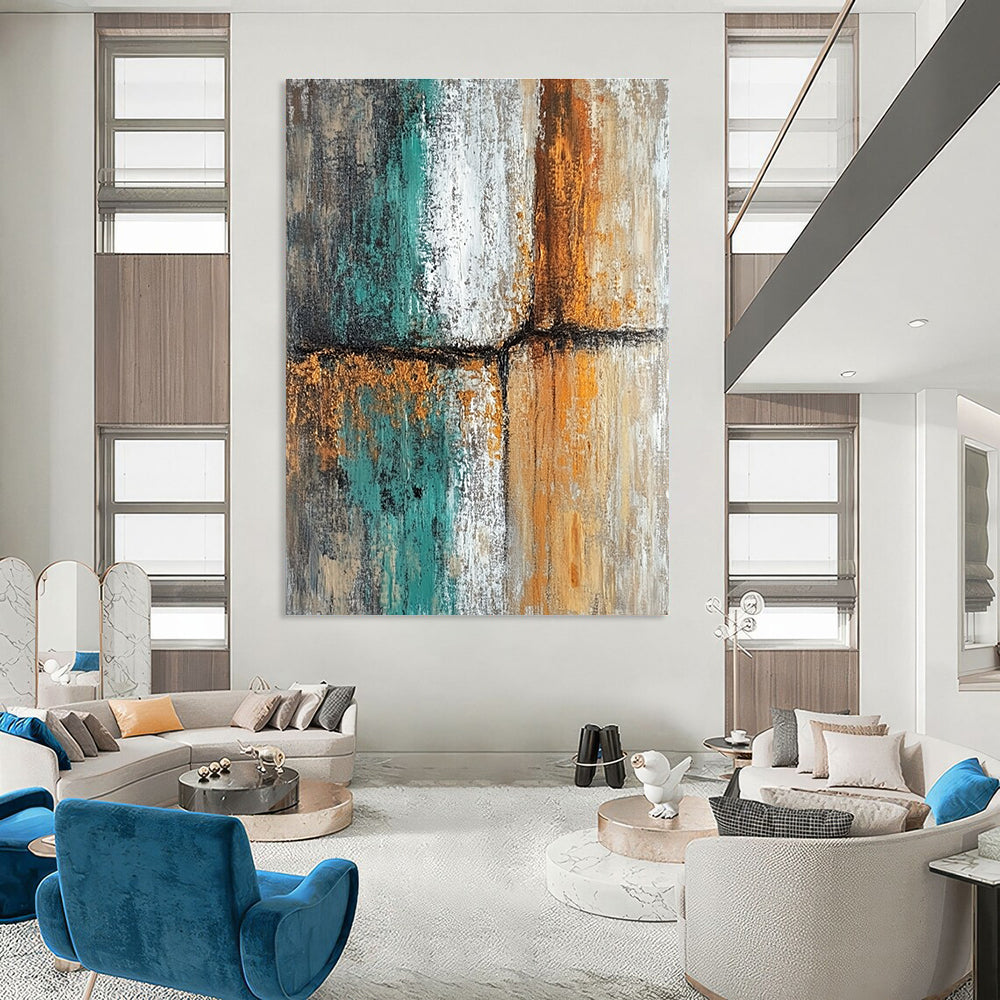 Textured Color Block Abstract Painting for Industrial - Style Lofts GAB1250