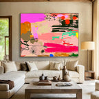 Floral Abstract Collage Painting with Whimsical Charm WINK084