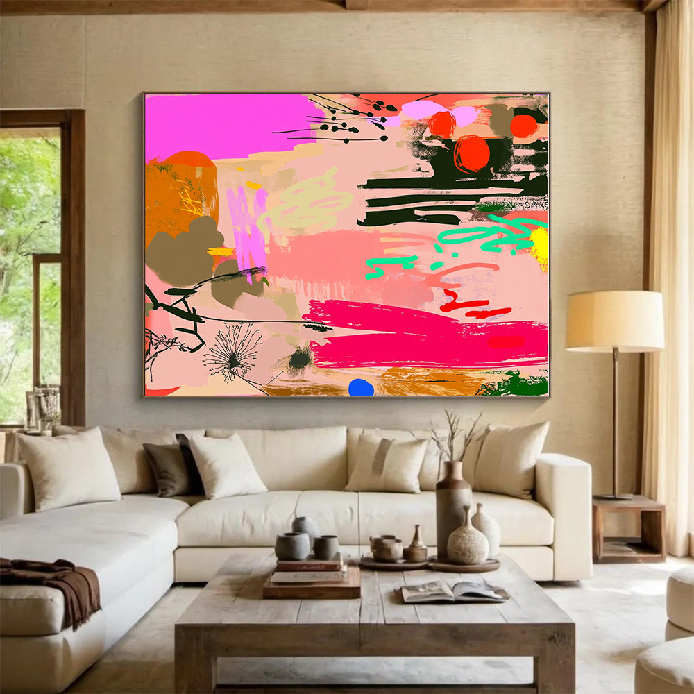 Floral Abstract Collage Painting with Whimsical Charm WINK084