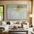 Green Gold Gray Abstract Painting with Calm Refinement WINK529