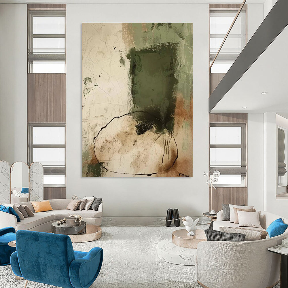 Earth - Toned Abstract Composition Painting for Rustic - Style Dining Rooms HENG499