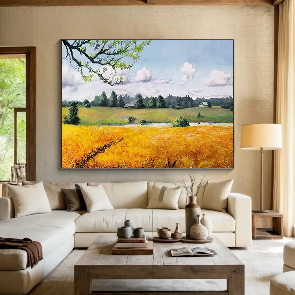 Countryside Landscape Abstract Painting for Rustic Cafes YHT208