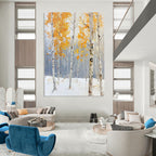 Winter Birch Forest Seasonal Landscape Abstract Painting GAB0274