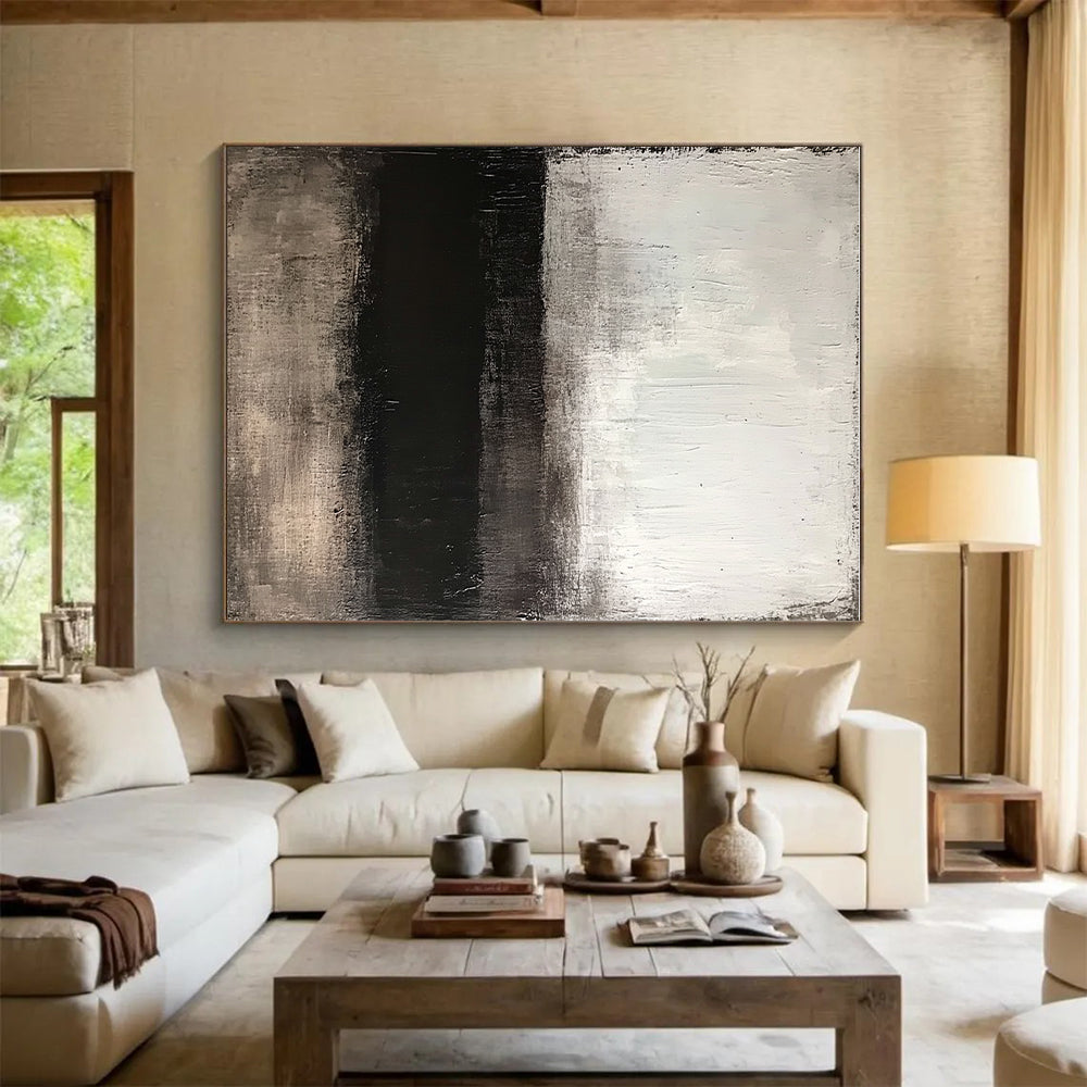 Gray Abstract Horizon Painting with Quiet Contemplation WINK362