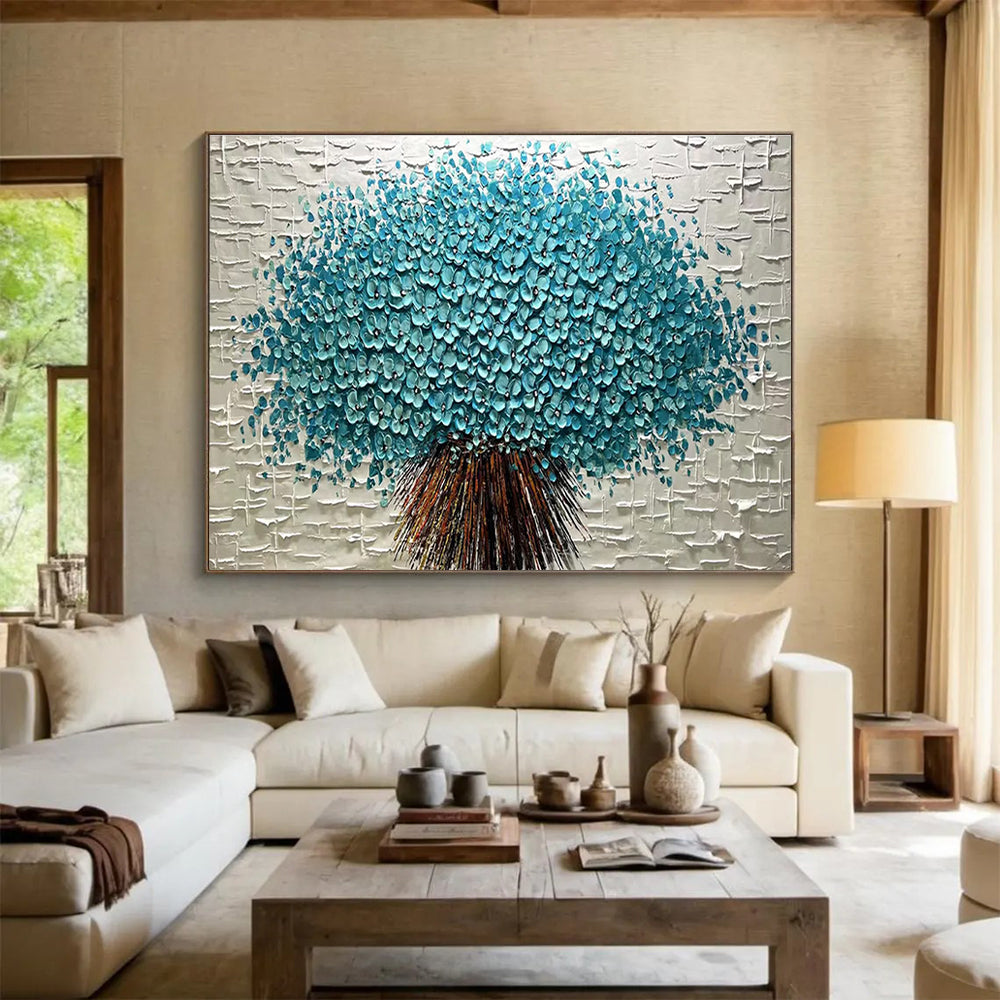 Blue Blossom Tree Abstract Painting for Modern Lobby Spaces YHT213
