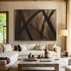 Brown - Black Abstract Lines Painting with Minimalist, Bold Dynamics ABS507