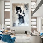 Monochrome Figure Abstract Painting for Emotional Impact GAB0717