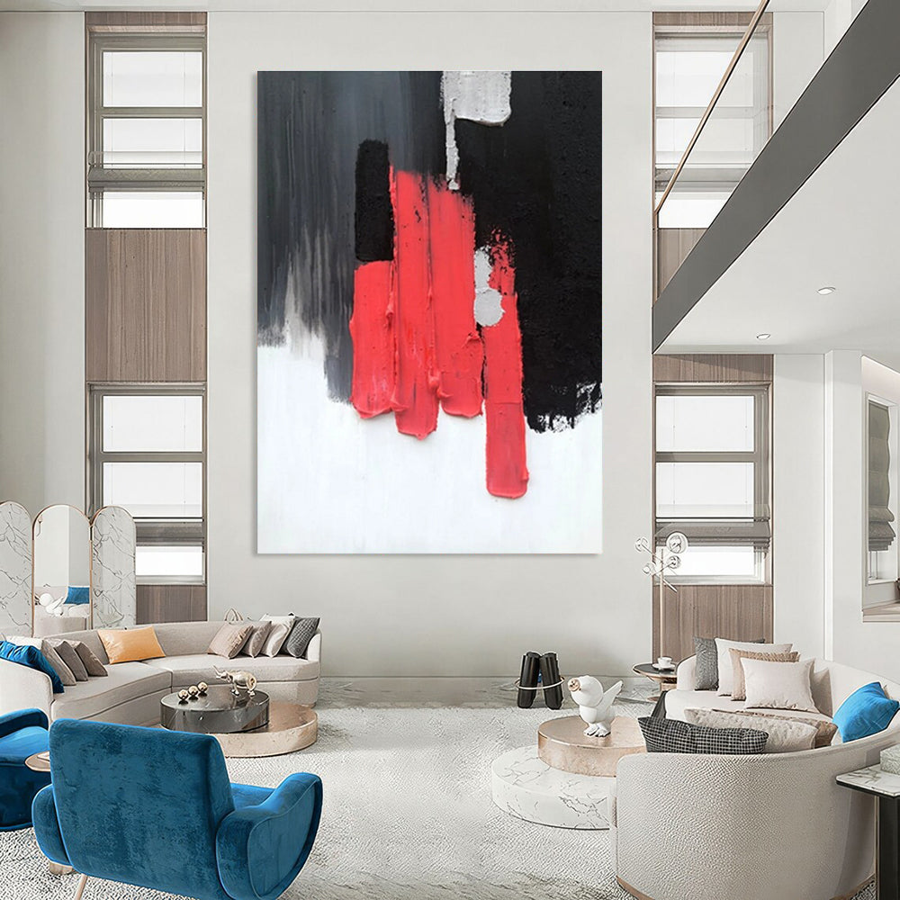 Red - Black - Gray Abstract Painting for Industrial - Chic Lofts HENG394