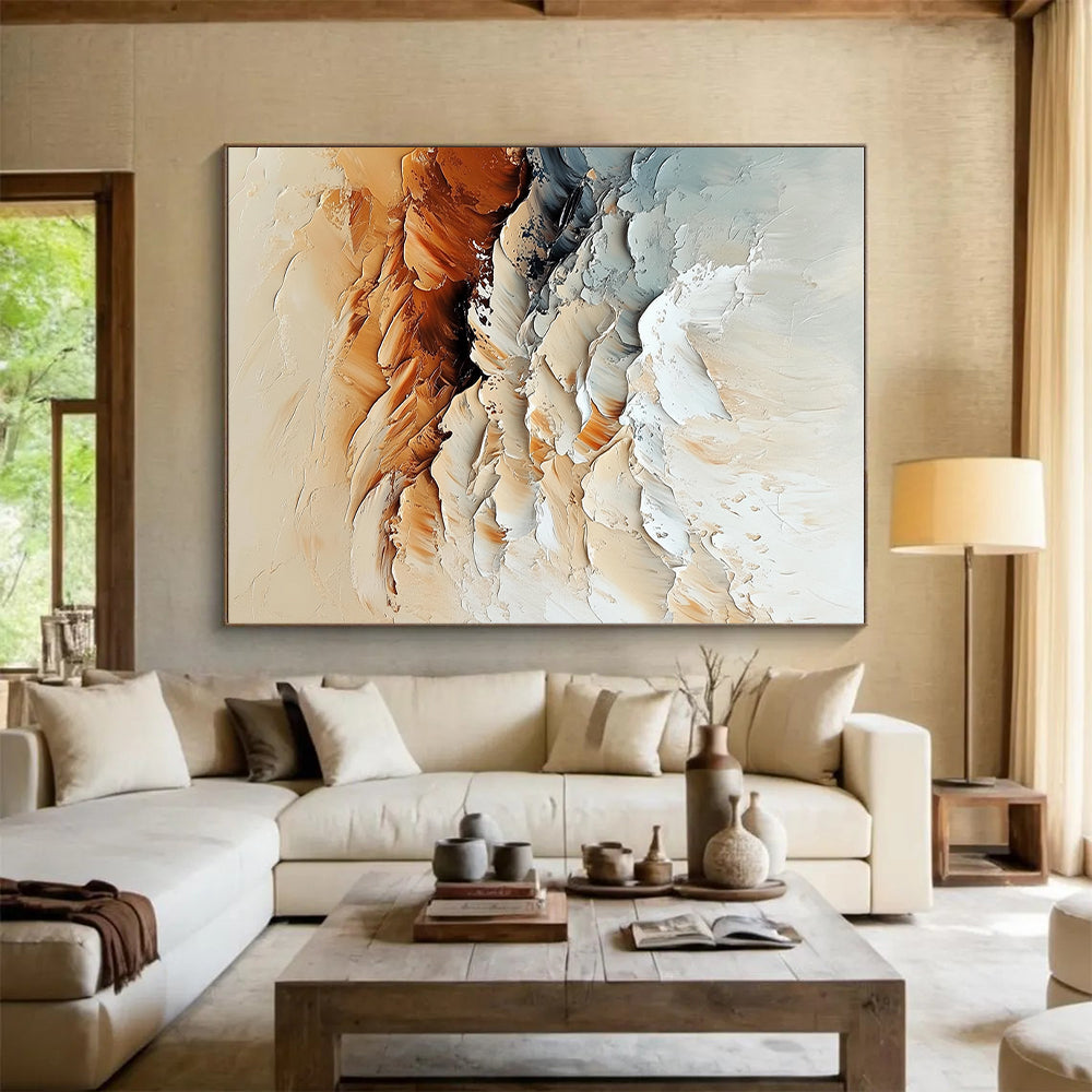 Beige Gray Brown Abstract Painting with Textured Serenity WINK477