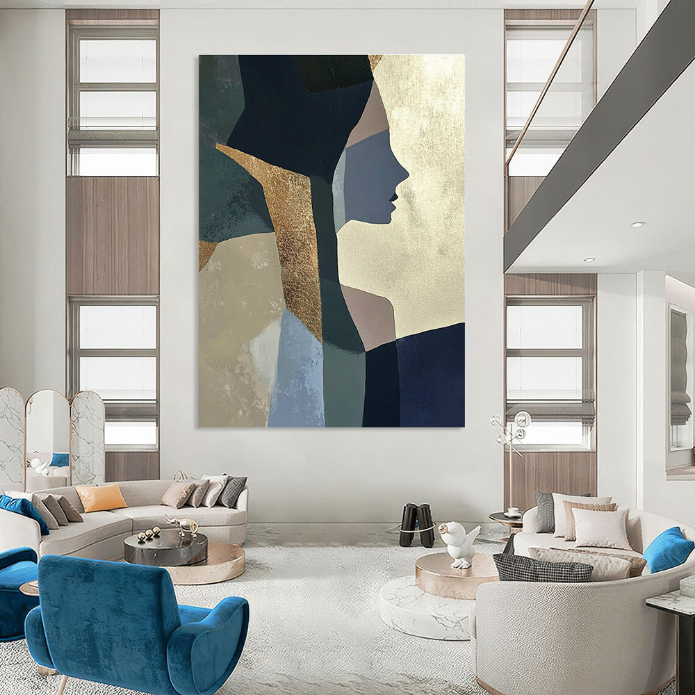 Geometric Portrait Abstract Painting for Contemporary Art Gallery Hallways GAB1204