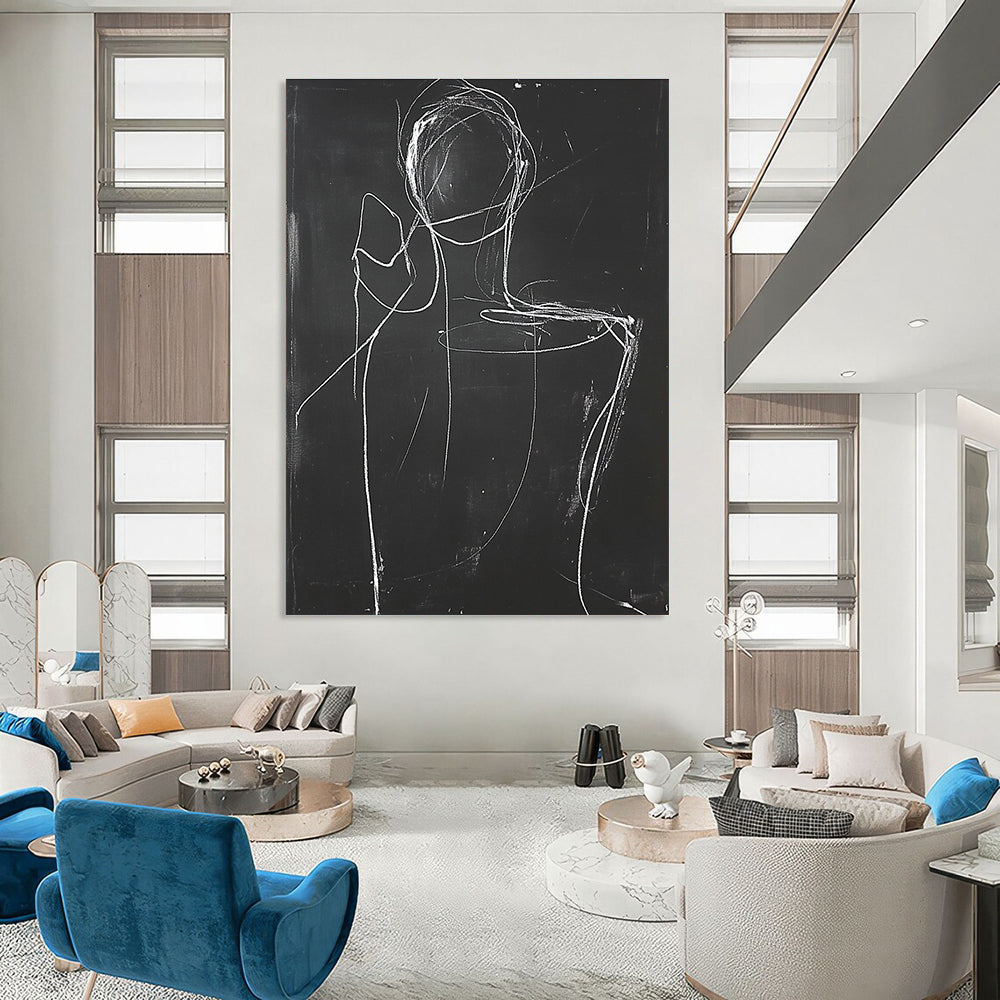 Minimalist Figure Sketch Painting with Expressive Lines GAB0109