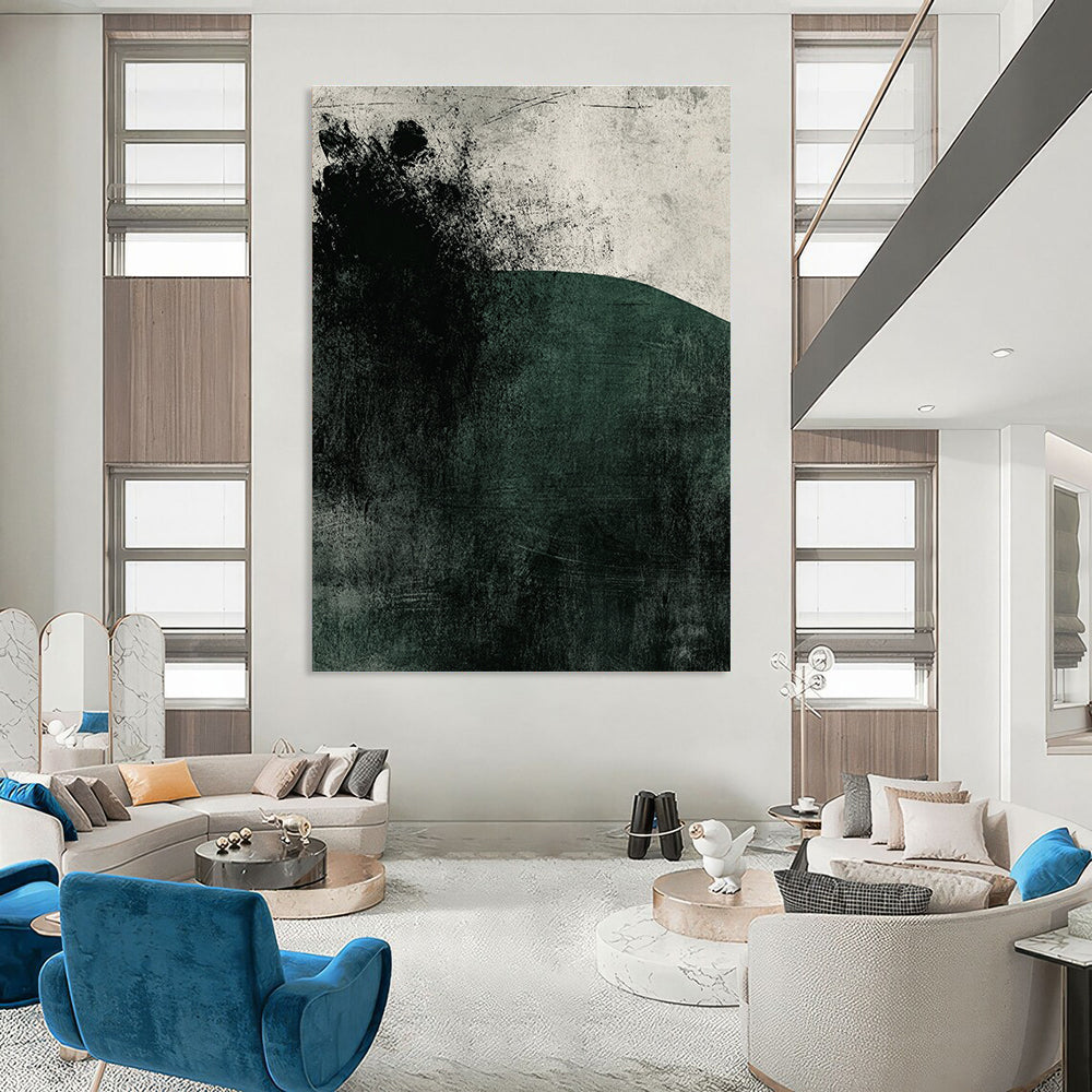 Dark Green and Black Abstract Painting for Nature - Inspired Studies GAB1012