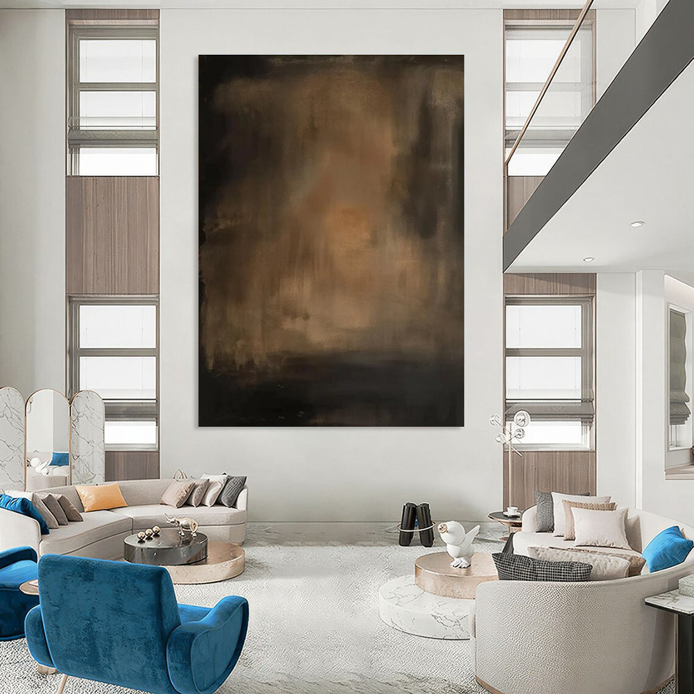 Dark Brown Abstract Painting for Sophisticated Wine Cellars HENG479