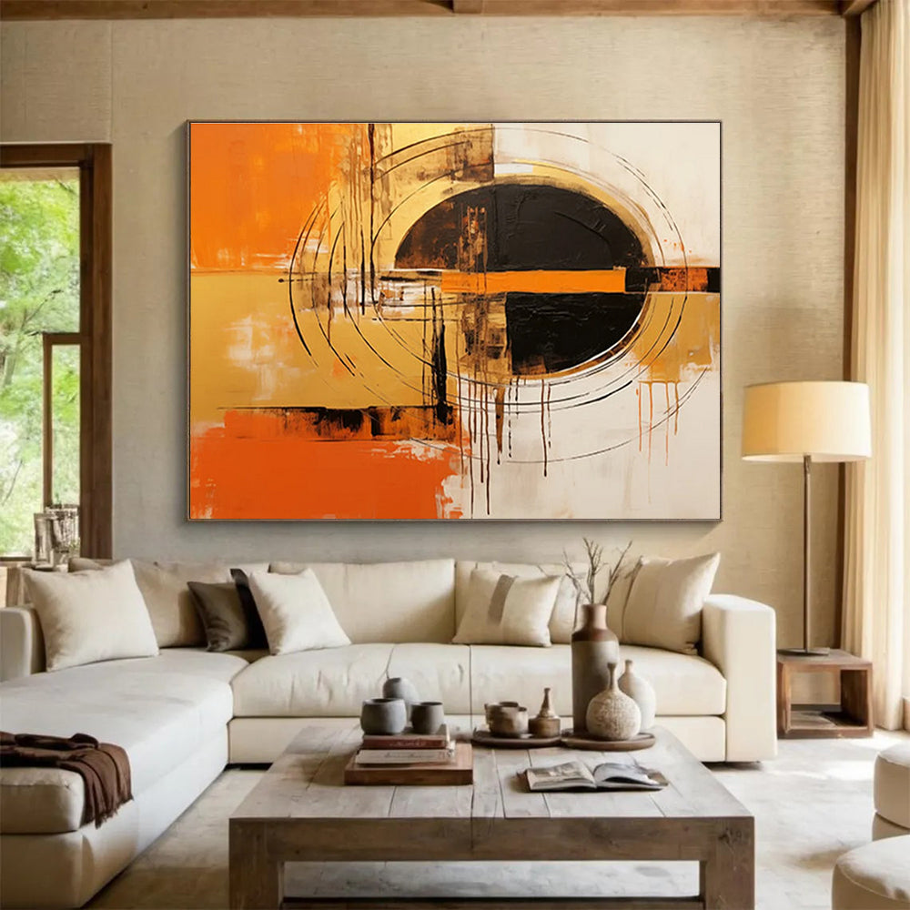 Orange - Black Abstract Painting for Bold Statements YHT104