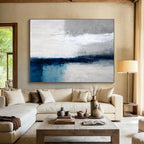 Repeated Blue - Grey Abstract Painting for Cohesive Interiors YHT058