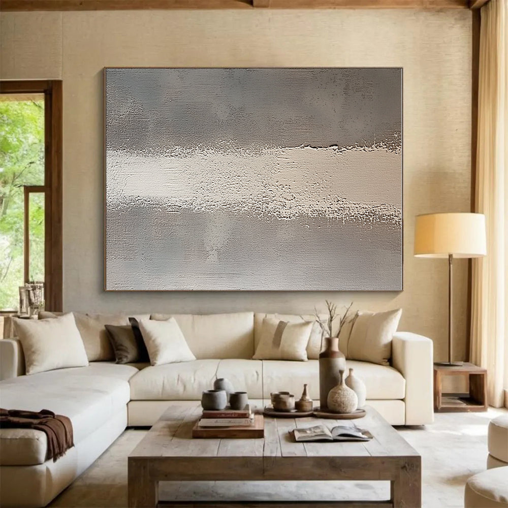 Subtle Textured Stripes Abstract Painting with Quiet Sophistication WINK294