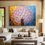 Pink Blossom Tree Abstract Painting for Romantic Bedroom Retreats YHT231