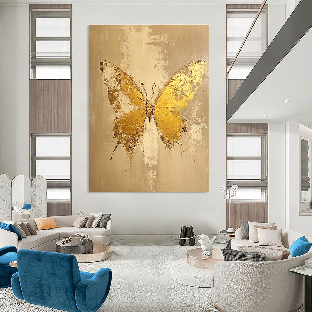 Golden Butterfly Abstract Painting for Elegant Spaces GAB0720