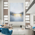 Misty Lake with Gold Abstract Painting for Elegant Retreats GAB0742