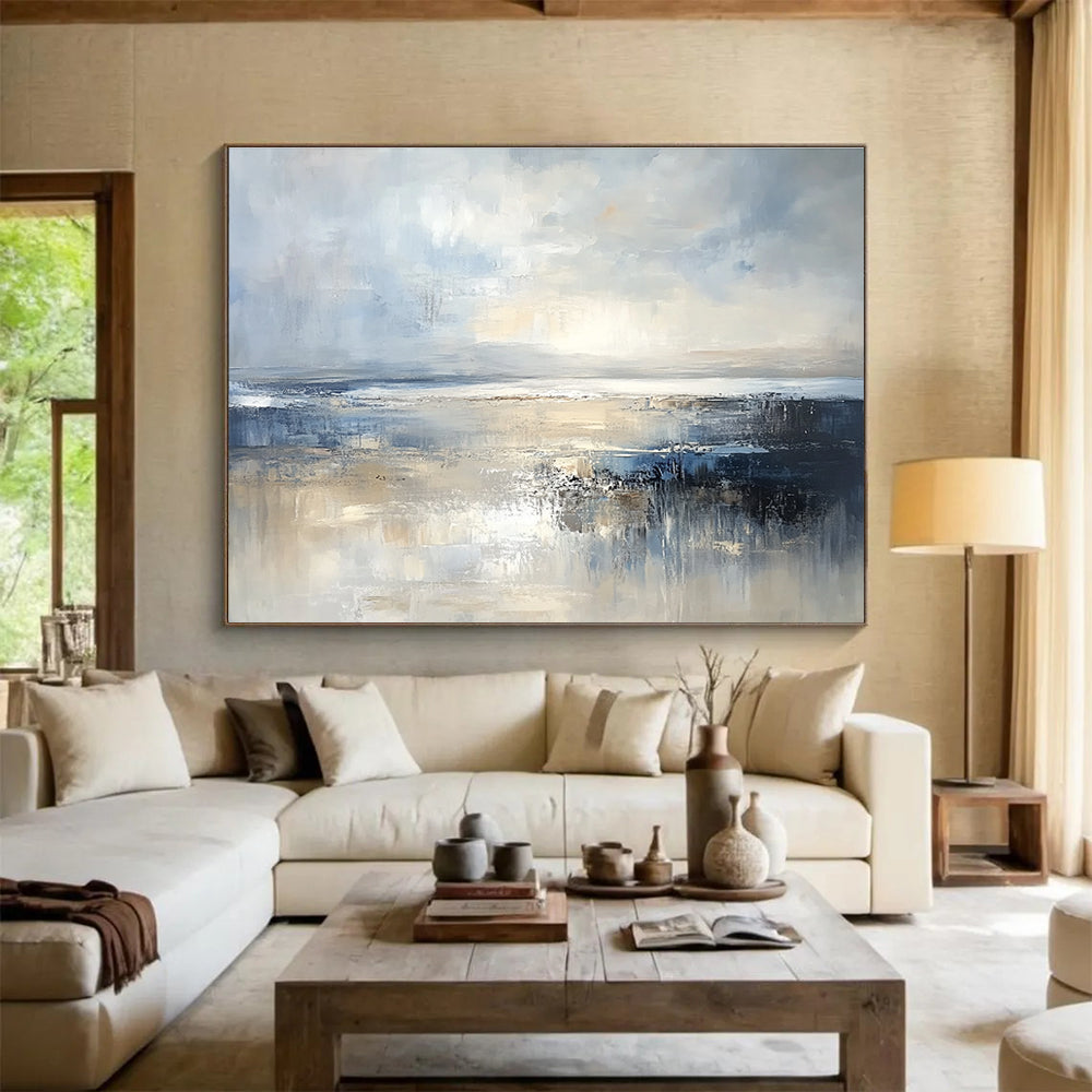 Expansive Seascape Abstract Painting with Grand Horizon ABS437
