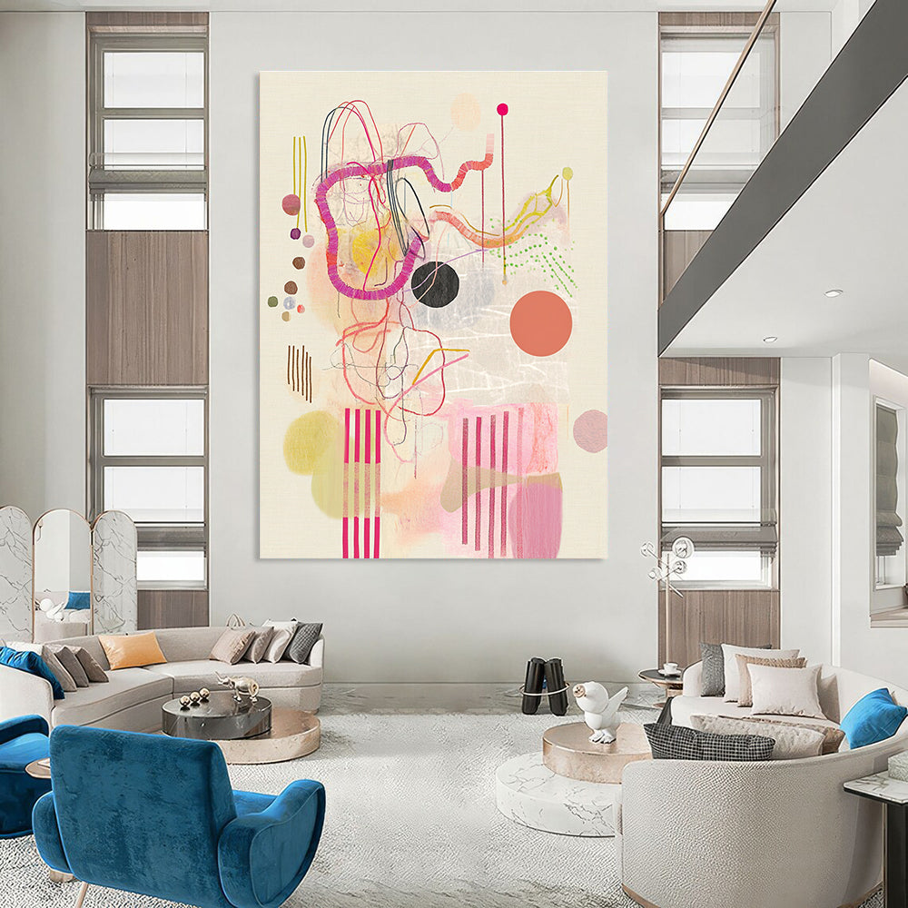 Playful Mixed - Media Abstract Painting for Eclectic Kids’ Playrooms GAB1258