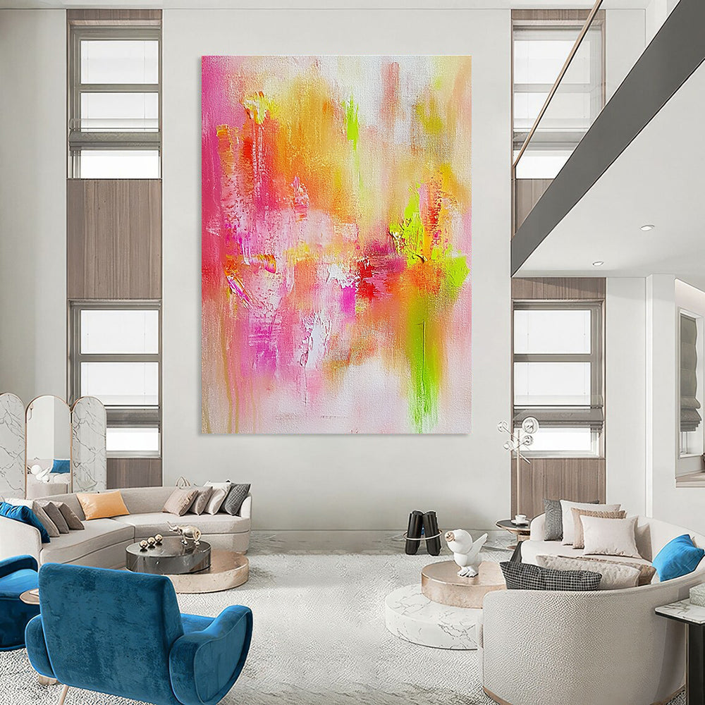 Pink and Green Abstract Painting for Feminine - Inspired Beauty Salons GAB0933