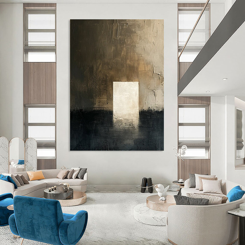 Dark Light Abstract Painting for Industrial - Style Lounges HENG008