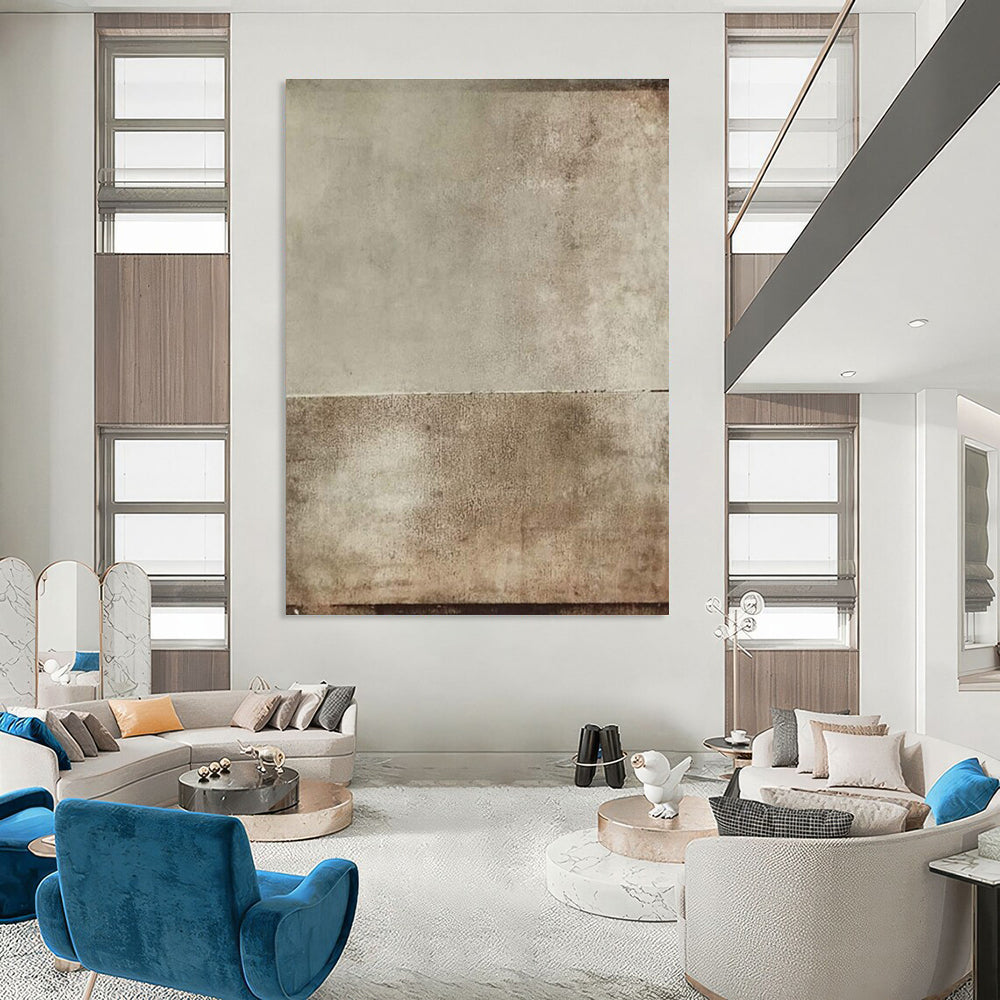 Beige and Brown Textured Abstract Painting for Timeless Living Rooms HENG513