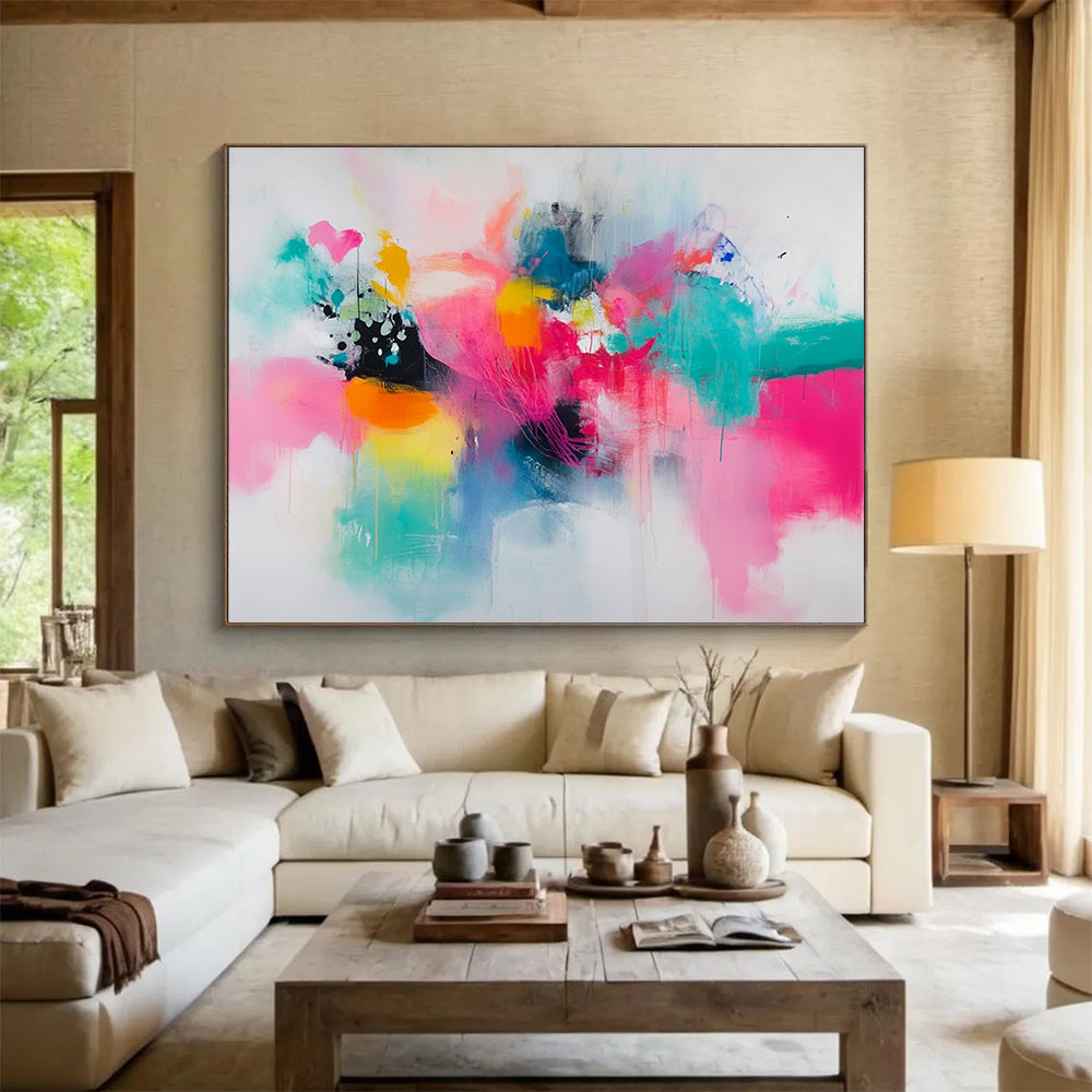 Bold Color Splash Abstract Painting with Dynamic Energetic Hues ABS545