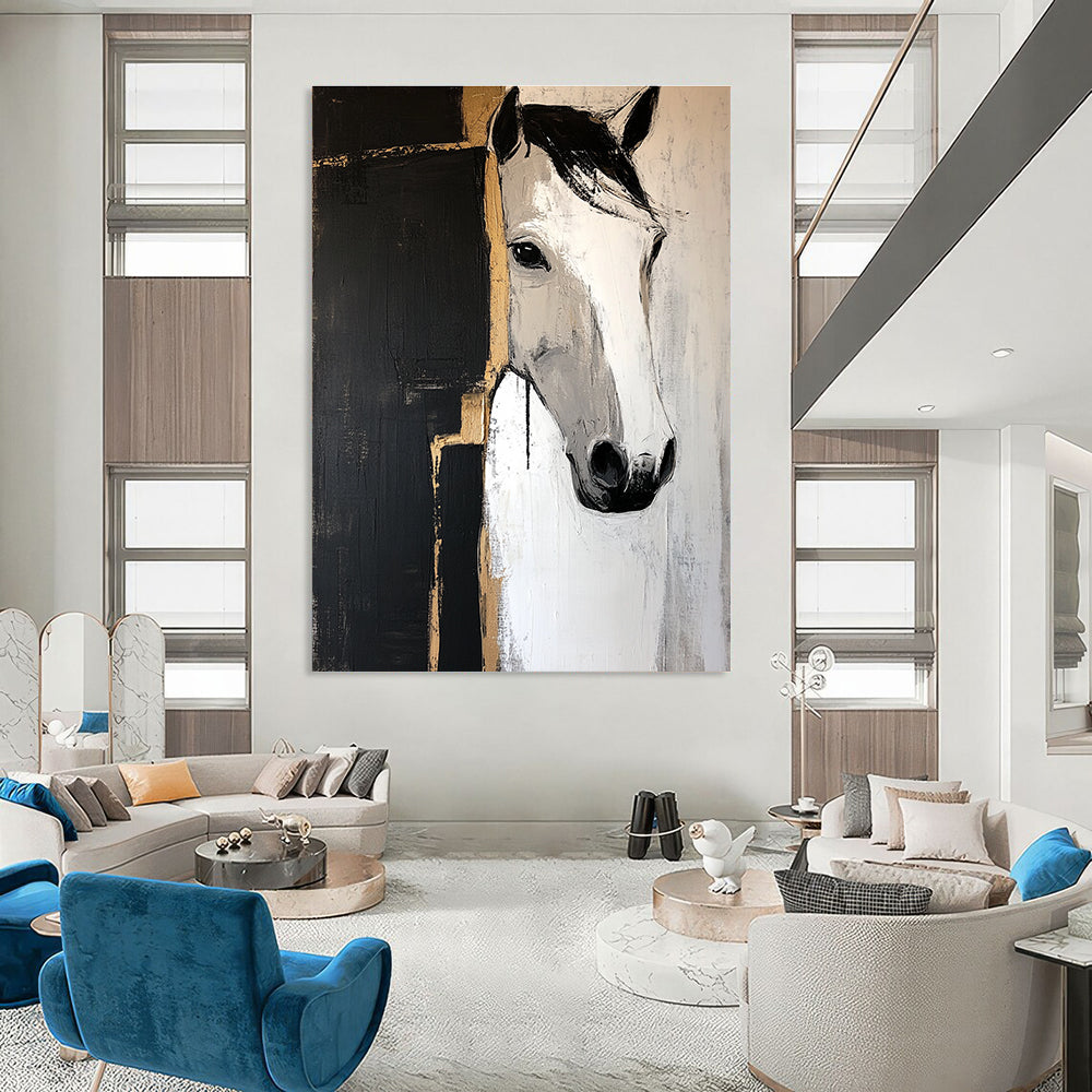 Horse Head Abstract - Stylized Equestrian Abstract Painting GAB0648