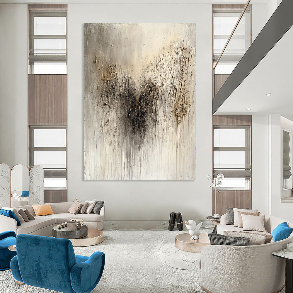 Textured Neutral Abstract Painting for Industrial - Style Lofts GAB1007