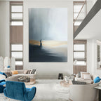 Solitary Figure by Lake - Introspective Landscape Abstract Art GAB0524