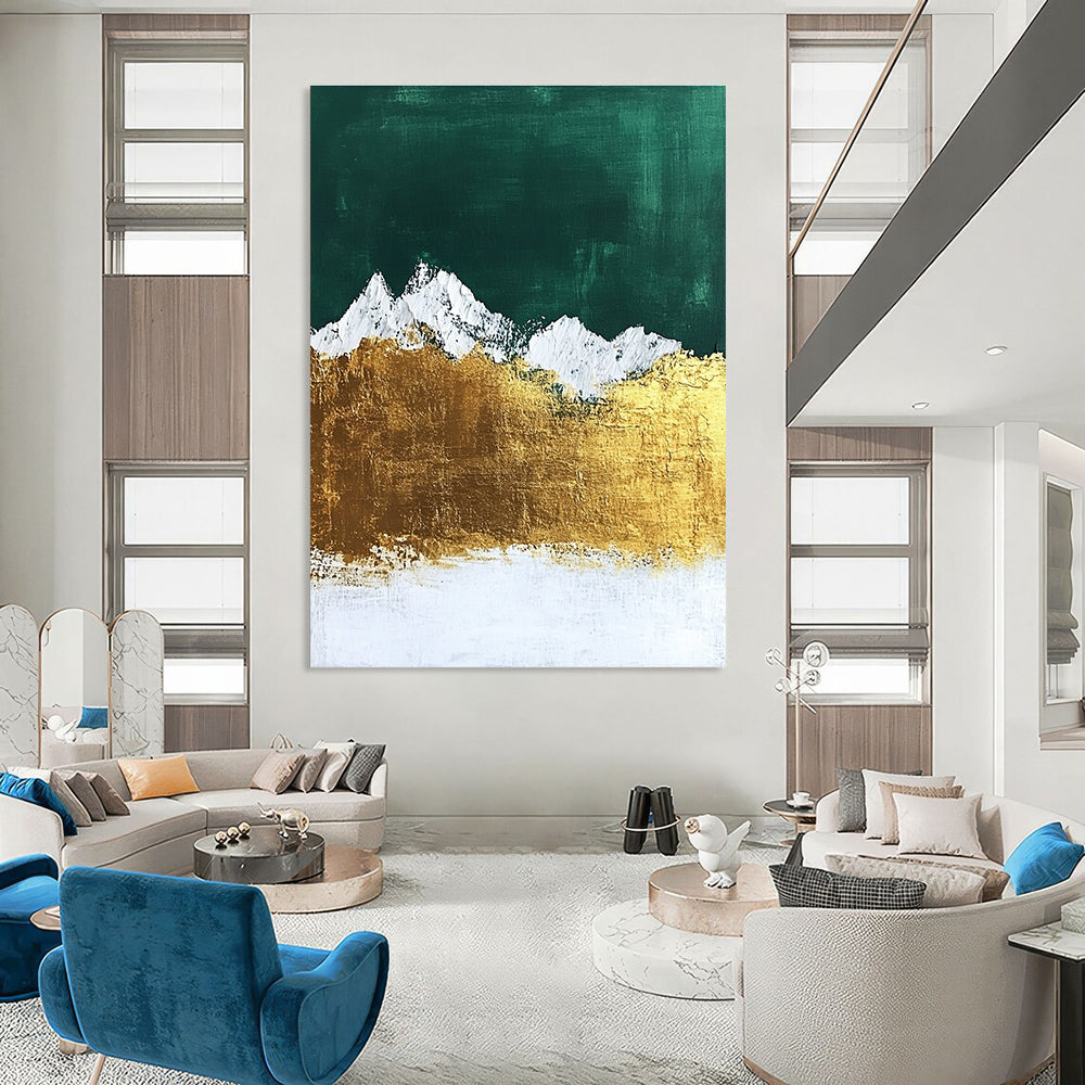 Golden Mountain Peaks - Majestic Landscape Abstract Art GAB0507