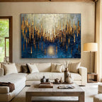 Golden Forest Abstract Painting for Luxury Home Entrances YHT157