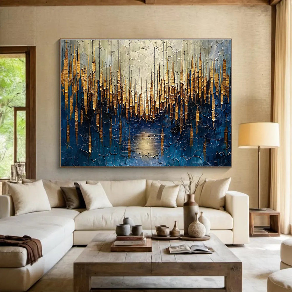 Golden Forest Abstract Painting for Luxury Home Entrances YHT157