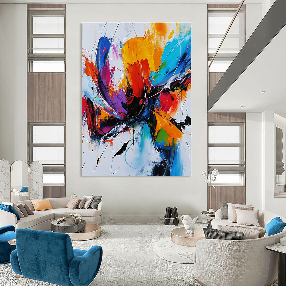 Vibrant Abstract Flower Painting for Bohemian - Styled Living Rooms GAB1141