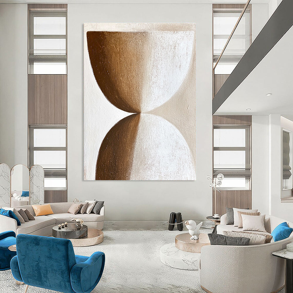 Brown and White Hourglass Shapes - Minimalist Geometric Art GAB0400