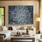 Textured Blue Squares Abstract Painting for Contemporary Art Galleries YHT276