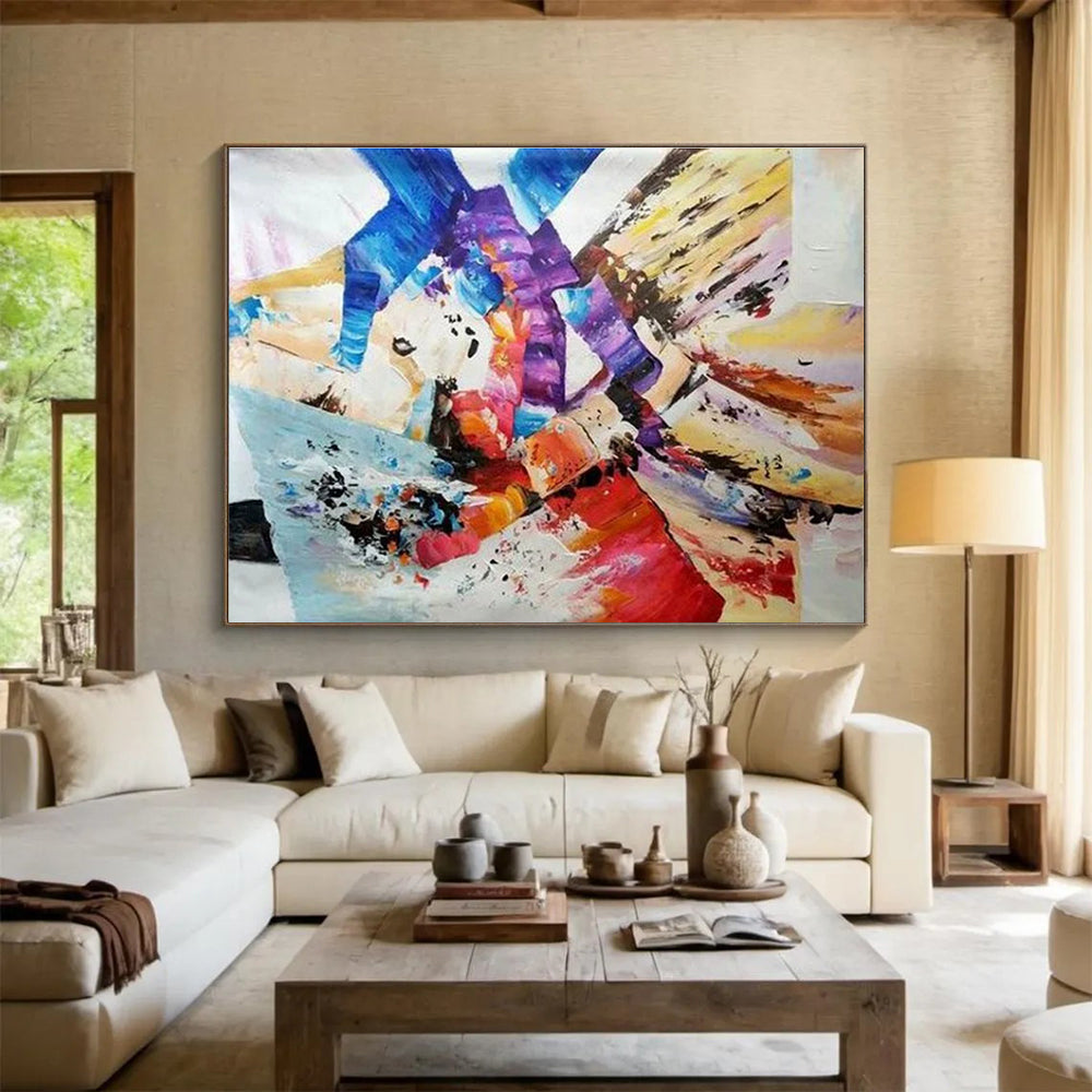 Colorful Geometric Abstract Painting for Modern Interior Design Showrooms YHT283