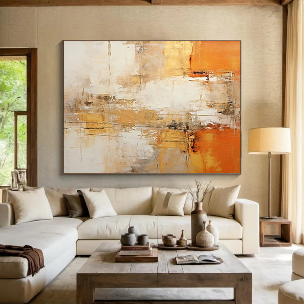 Warm Tones Abstract Painting for Inviting Interiors YHT095