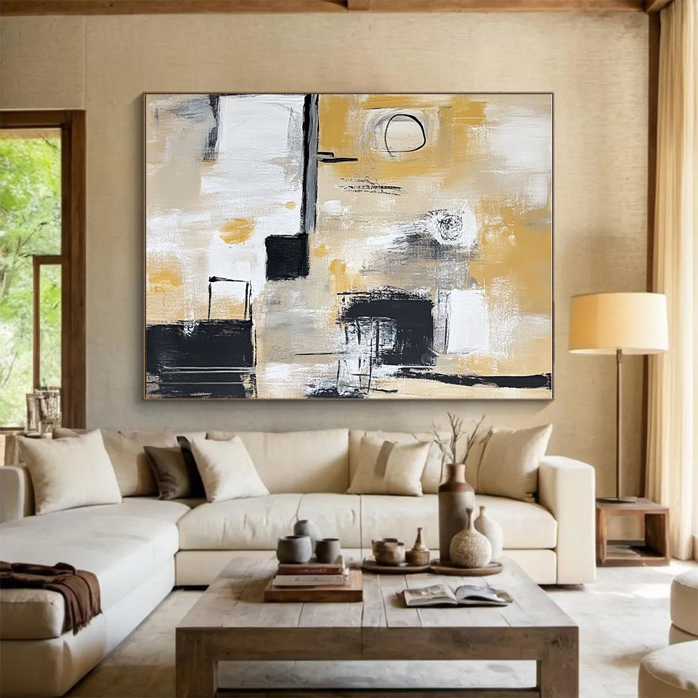 Yellow - Toned Abstract Shapes Painting with Warm Vitality WINK321