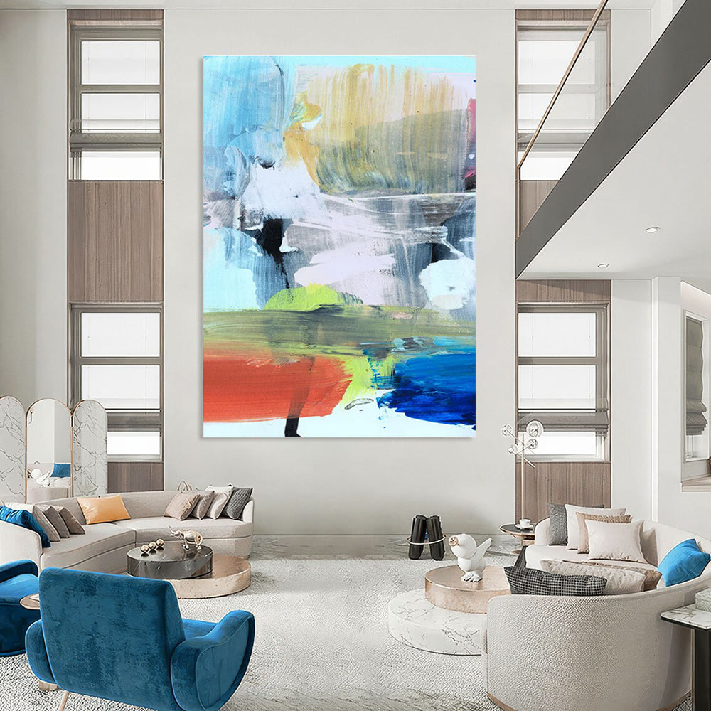 Vibrant Color Block Abstract Painting for Creative Art Studios HENG175