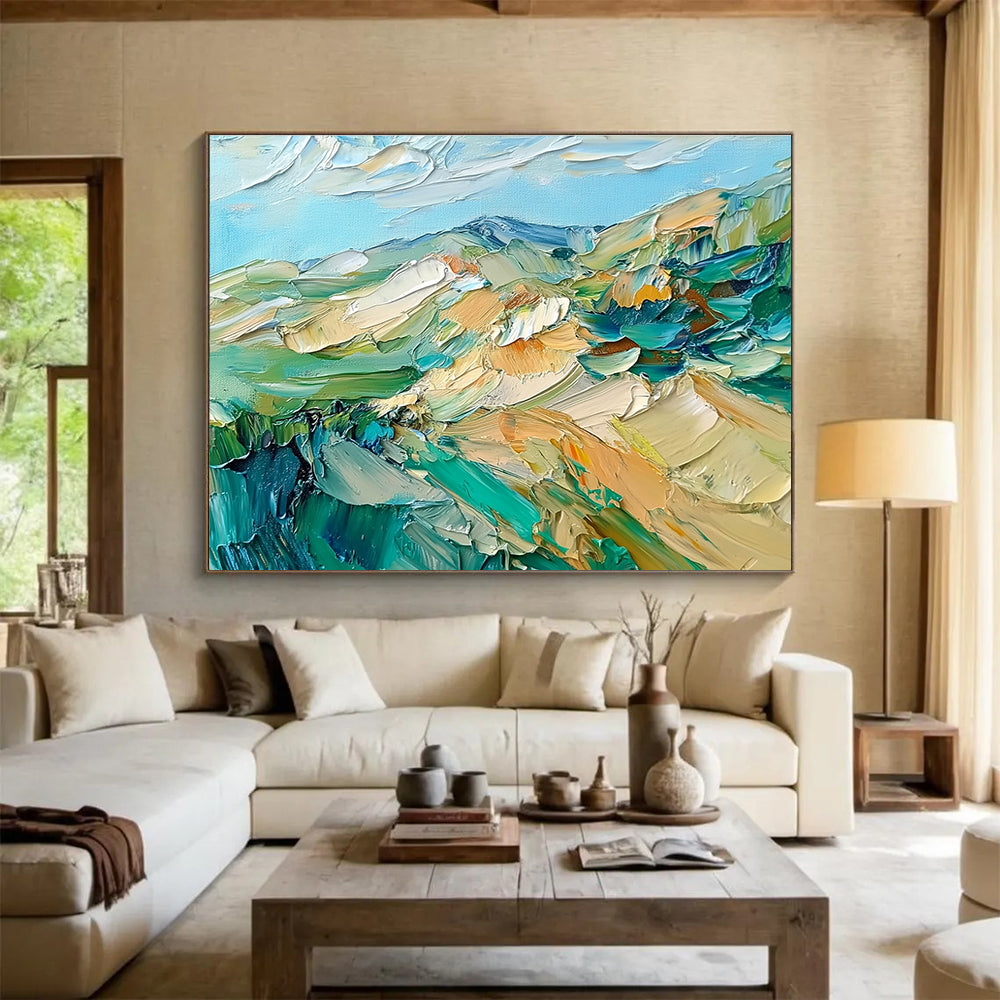 Textured Mountain Landscape Abstract Painting with Bold Brushstrokes ABS287