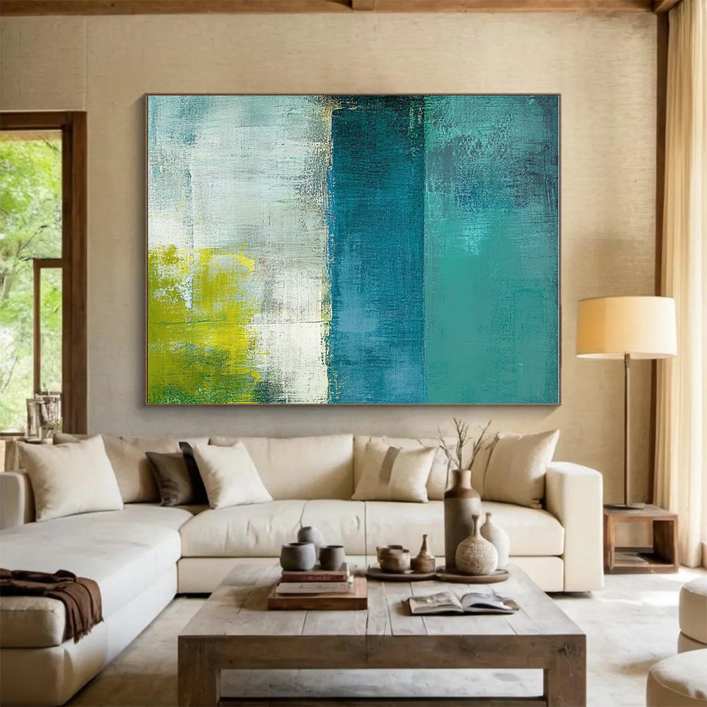 Blue Green Yellow Abstract Painting with Nature - Inspired Calm WINK549