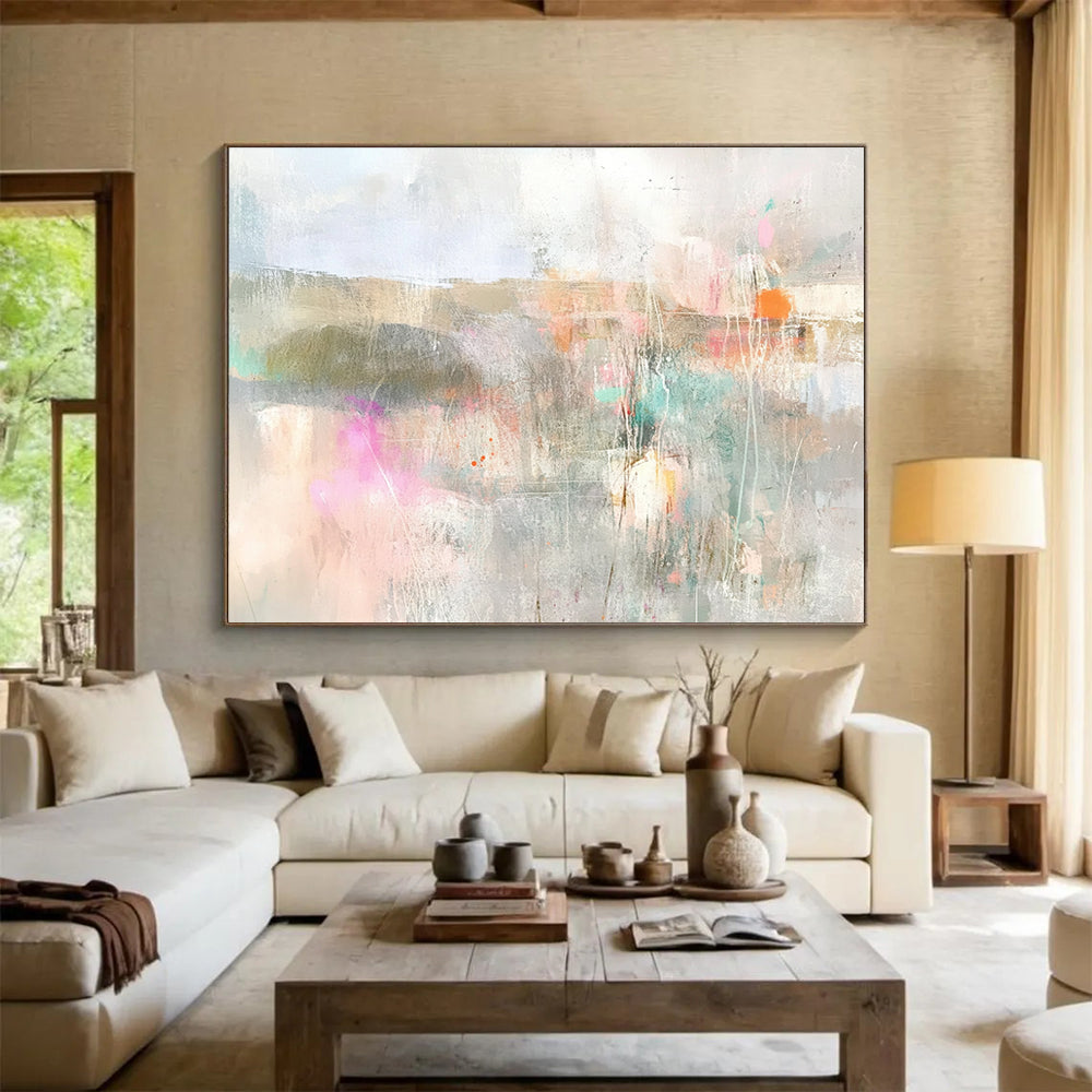 Soft Tones Landscape Abstract Painting with Dreamy, Ethereal Ambiance ABS468