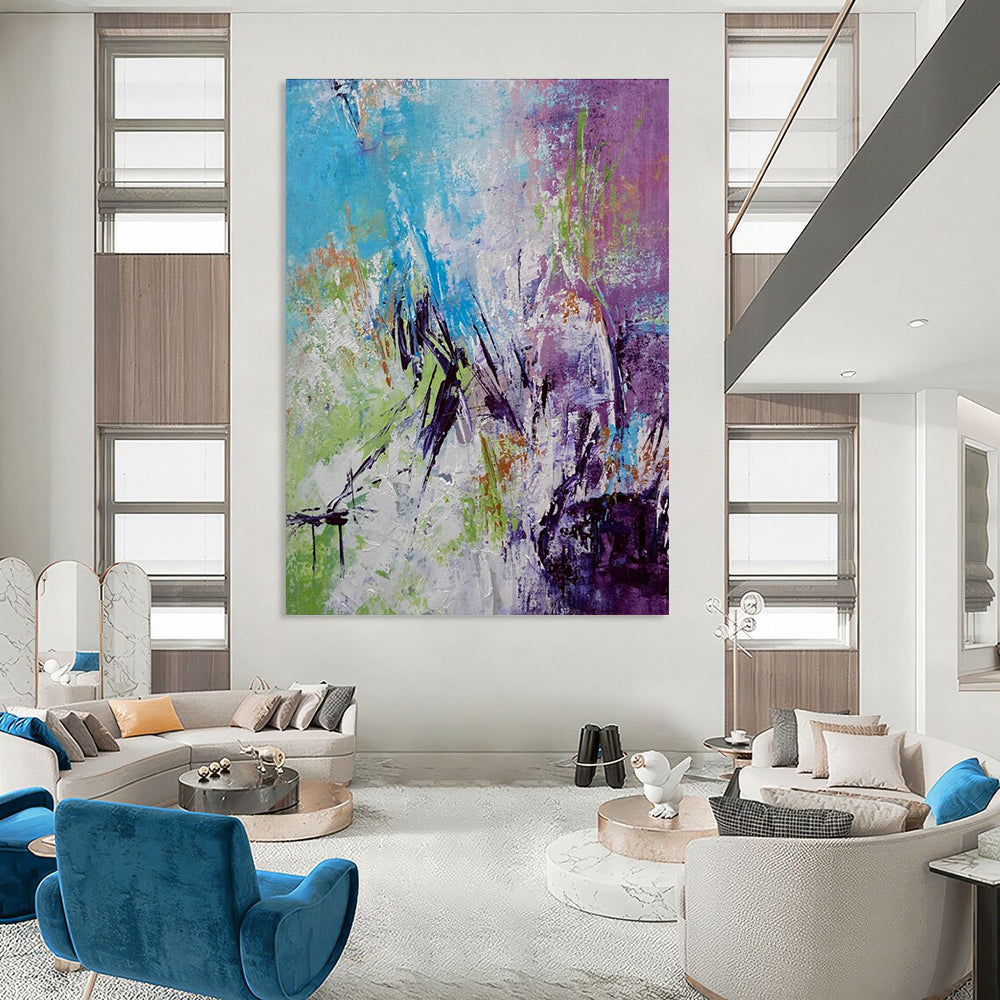 Colorful Eclectic Abstract Painting for Creative Coworking Spaces HENG472