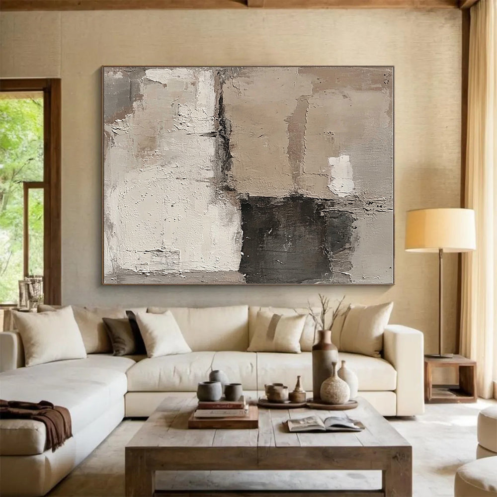 Beige Gray Black Abstract Painting with Subtle Nuance WINK453