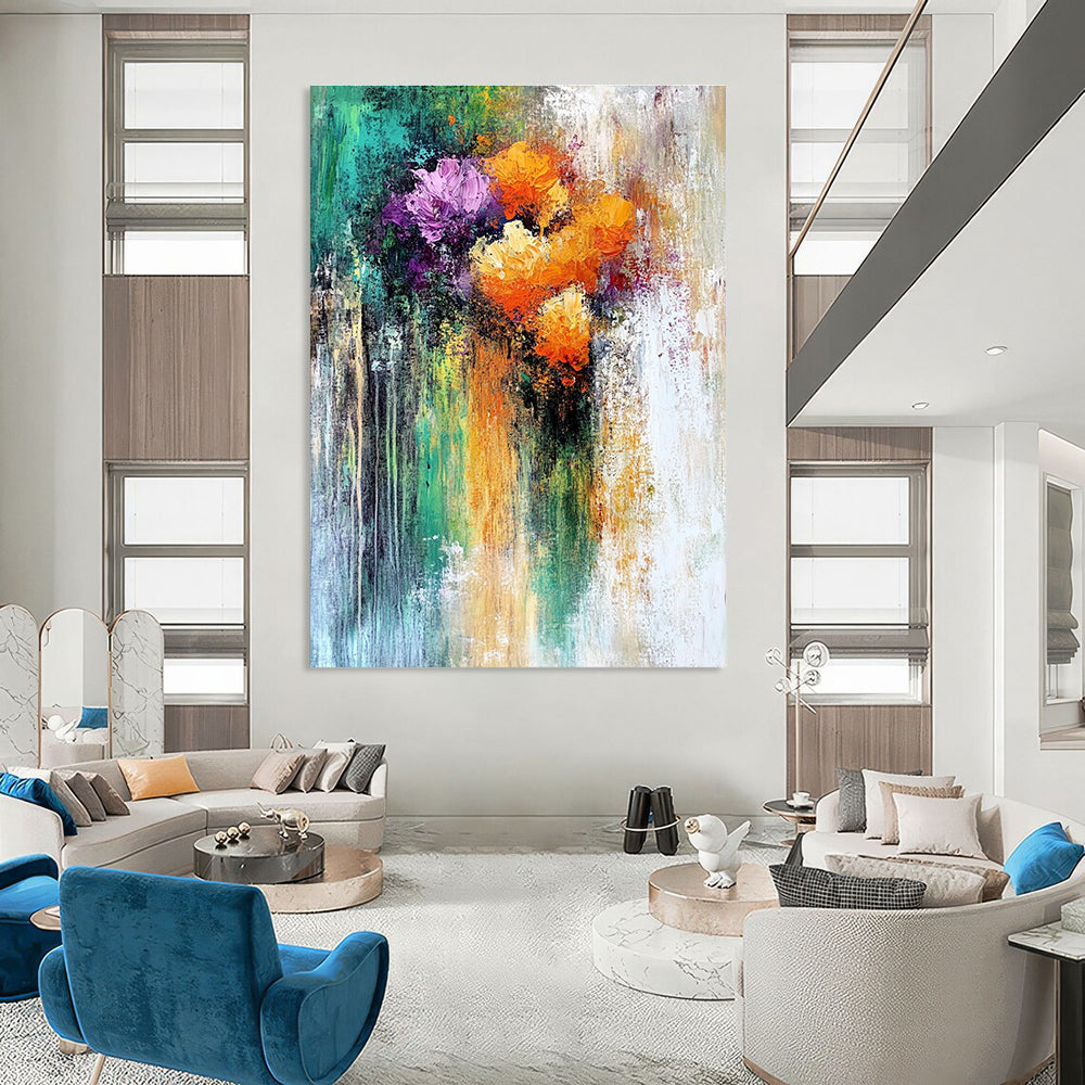 Impressionistic Colorful Flowers Abstract Painting for Cheerful Spaces GAB0688