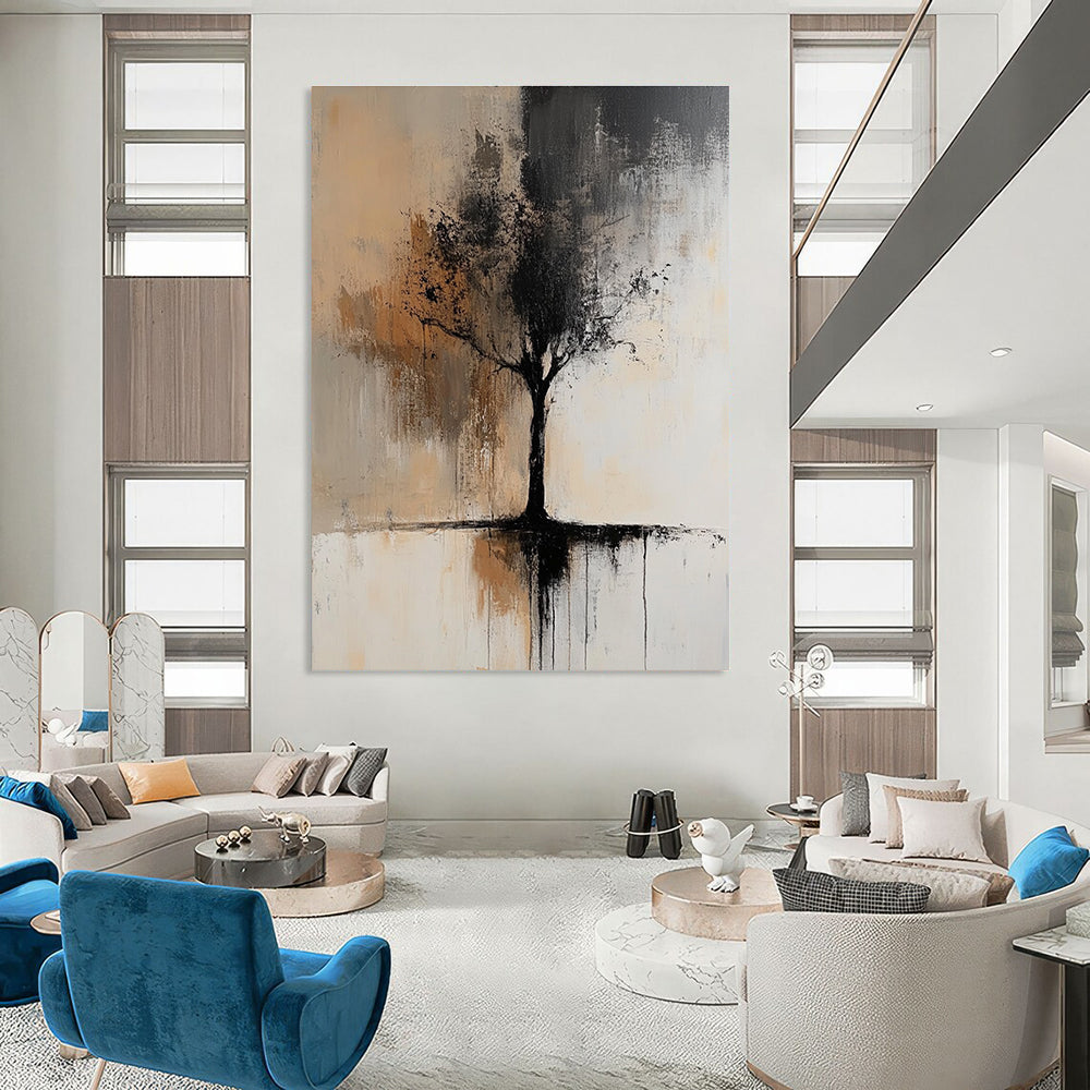 Black and Brown Tree Abstract Painting for Nature - Loving Studies GAB0978
