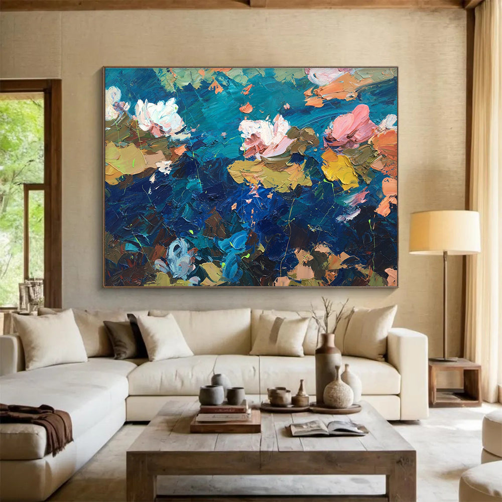 Water Lilies Abstract Painting for Modern Spa Retreats YHT482